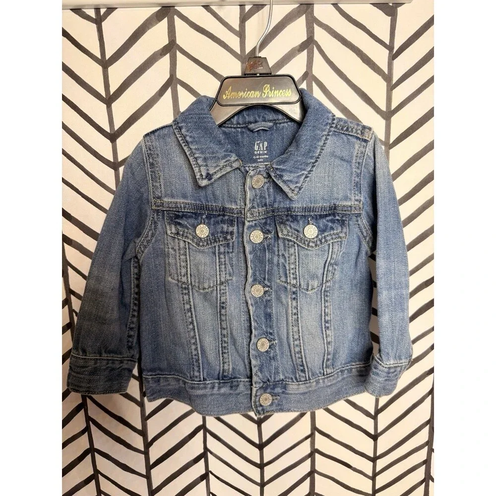 Gap Blue Denim Snap Button Jean Jacket Toddler Girls 12M-18M 2046